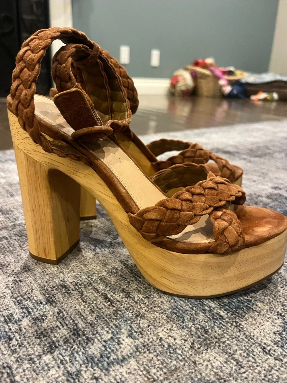 Veronica Beard Gael Hazelwood Suede Platform Sandals